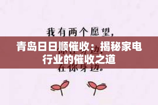 青岛日日顺催收：揭秘家电行业的催收之道