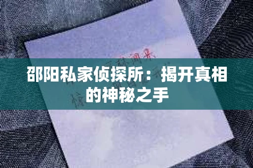 邵阳私家侦探所：揭开真相的神秘之手