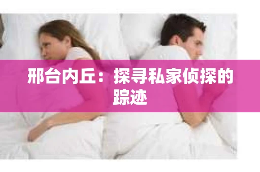 邢台内丘：探寻私家侦探的踪迹