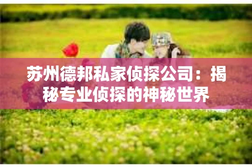 苏州德邦私家侦探公司：揭秘专业侦探的神秘世界