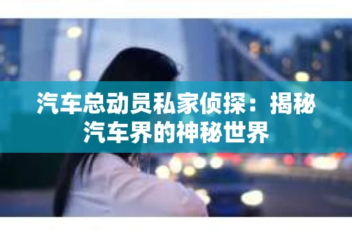 汽车总动员私家侦探：揭秘汽车界的神秘世界